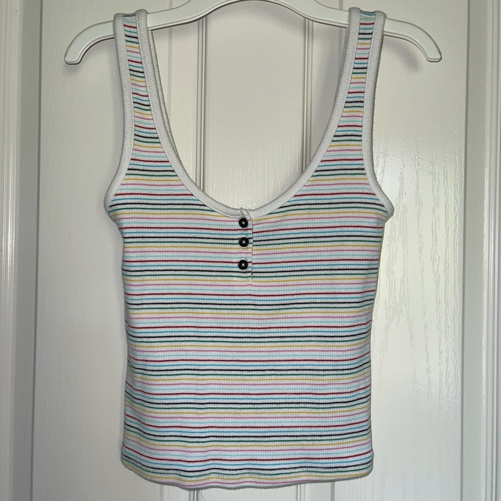 NWOT White Striped Tank